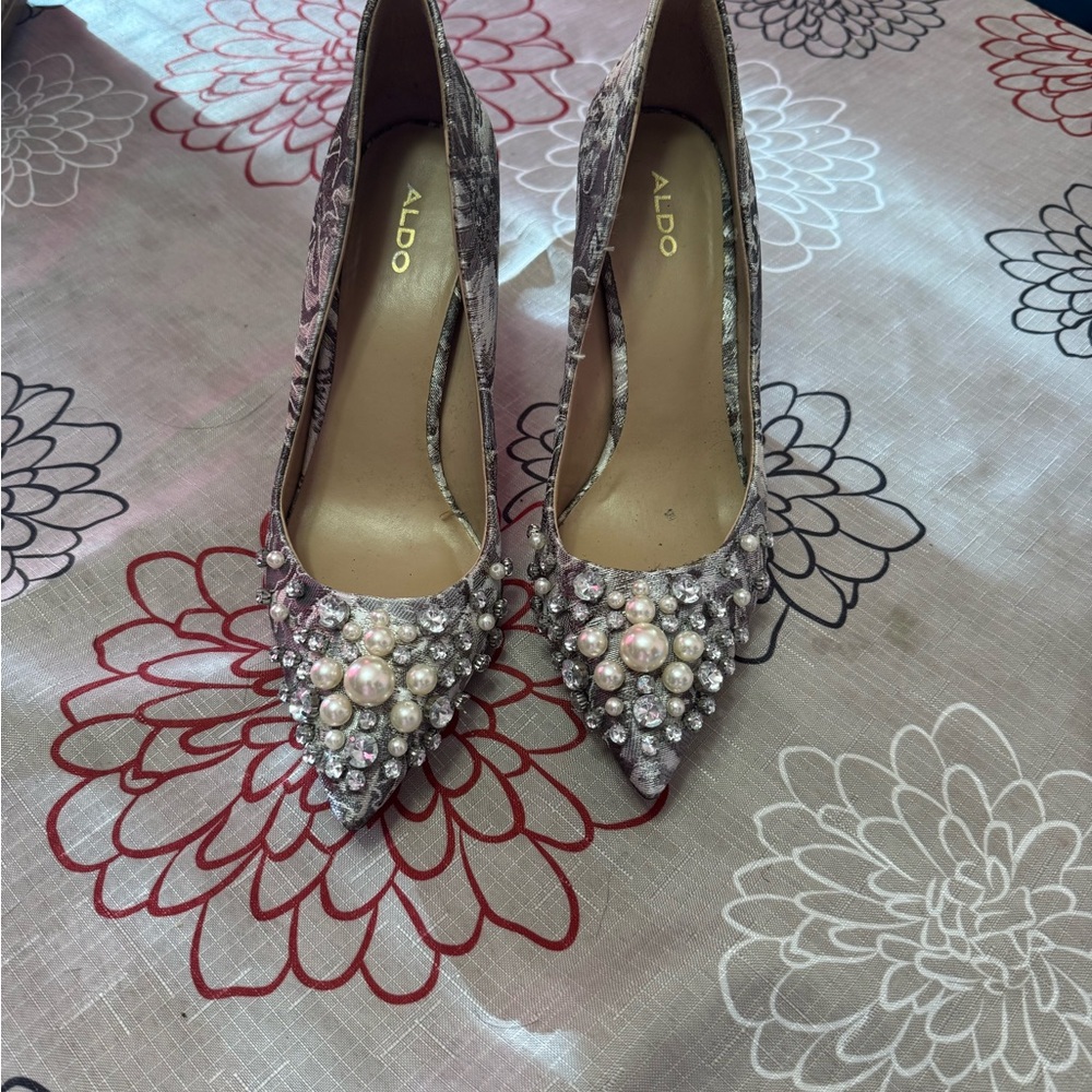 Aldo Women's Pearl Embellished Heels - Silver